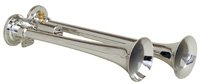 102.jpg ~(4 lbs. 17X7X4)~ Dual chrome truck air horns. Long trumpets for deeper truck horn sound