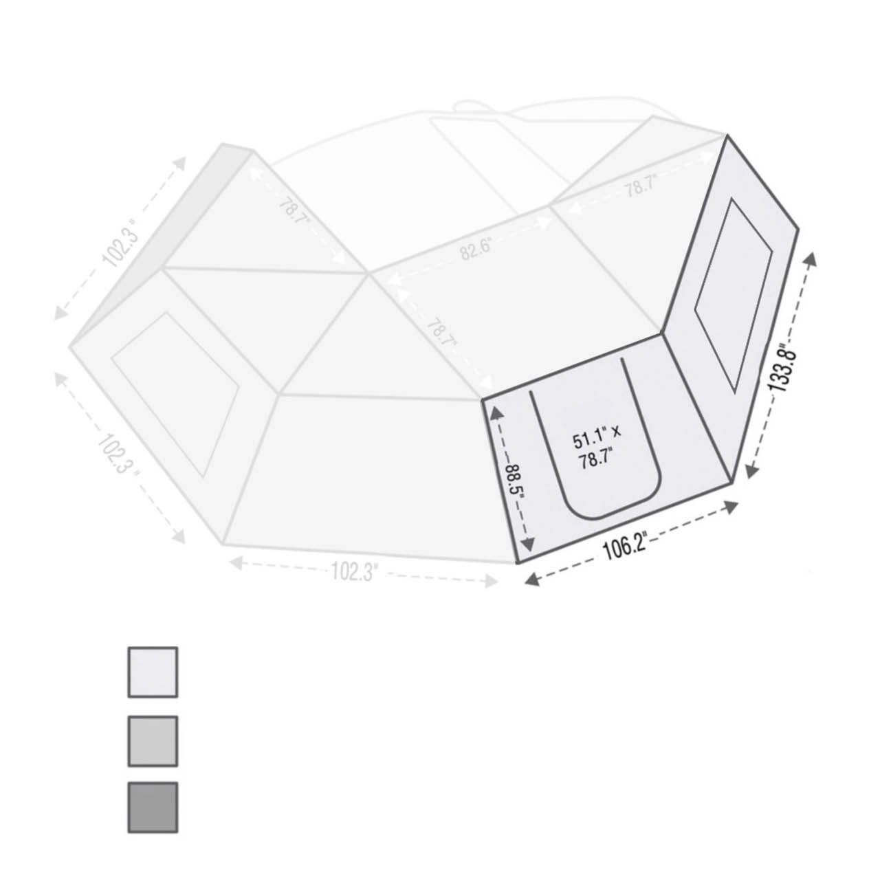 270 Awning Wall 1 Passenger Side Wall with Door & Window Overland Vehicle Systems