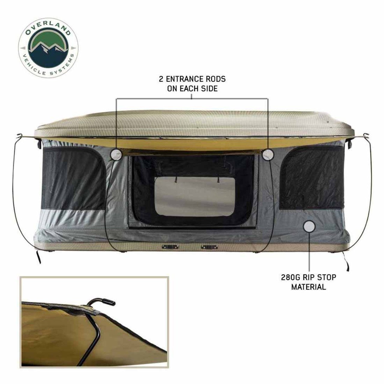HD Bundu 3 - Hard Shell Pop Up Roof Top Tent, 3 Person, Grey Body and Black Rainfly Overland Vehicle Systems - Image 3