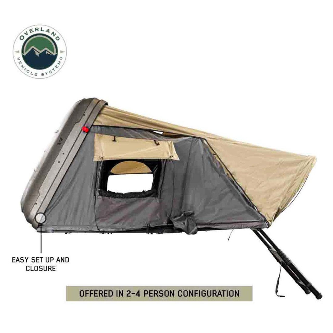 HD Bundu 2 - Hard Shell Roof Top Tent, 2 Person, Grey Body and Black Rainfly Overland Vehicle Systems - Image 8