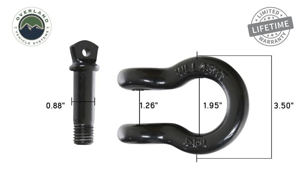 Recovery Shackle 19010201 3/4 4.75 Ton Black Sold In Pairs Overland Vehicle Systems - Image 2