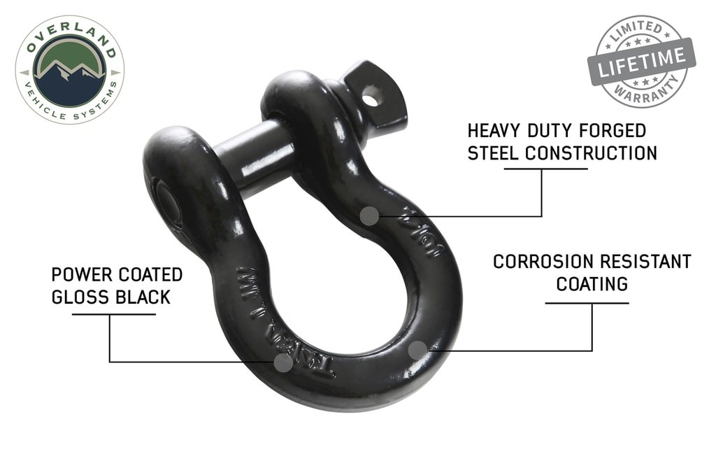 Recovery Shackle 19019901 3/4 4.75 Ton Black Overland Vehicle Systems - Image 4