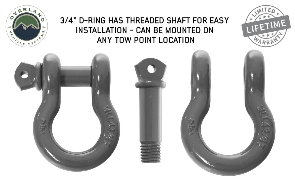 Recovery Shackle 3/4 Inch 4.75 Ton - Gray Universal Overland Vehicle Systems - Image 2