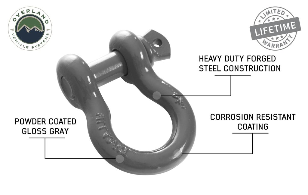 Recovery Shackle 3/4 Inch 4.75 Ton - Gray Universal Overland Vehicle Systems - Image 4