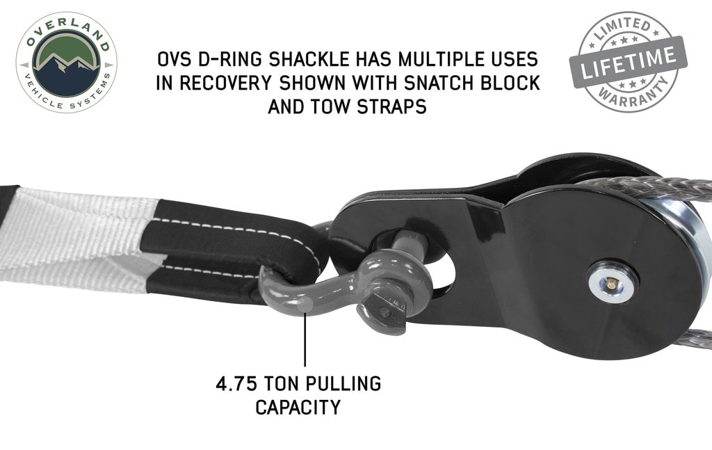 Recovery Shackle 3/4 Inch 4.75 Ton - Gray Universal Overland Vehicle Systems - Image 5