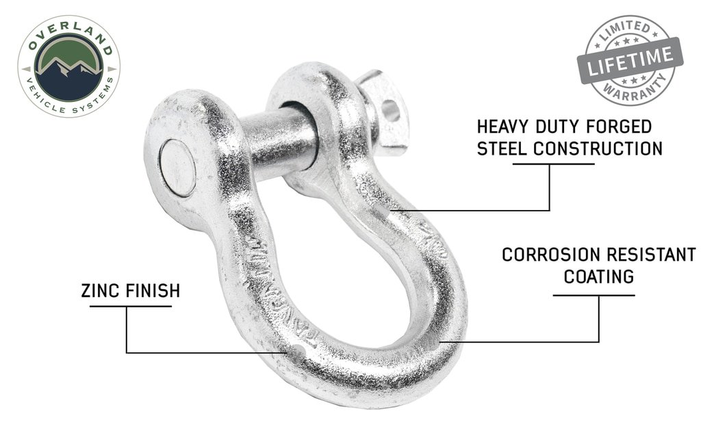 Recovery Shackle 3/4 4.75 Ton Zinc - D Ring Recovery Shackle Overland Vehicle Systems - Image 4