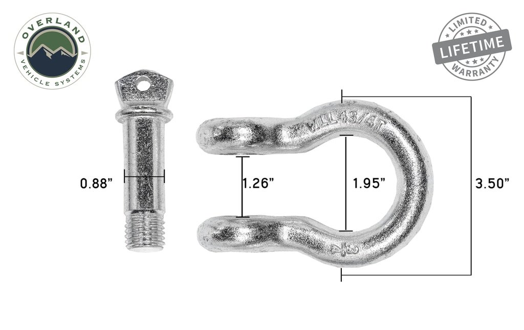Recovery Shackle 3/4 4.75 Ton Zinc - D Ring Recovery Shackle Overland Vehicle Systems - Image 5
