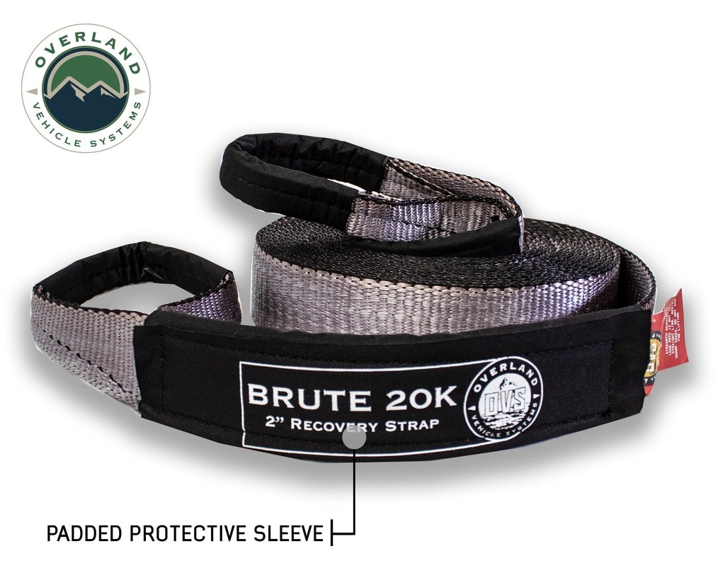 Tow Strap 20000 lbs - 2 x 30' Gray With Black Ends Overland Vehicle Systems - Image 2