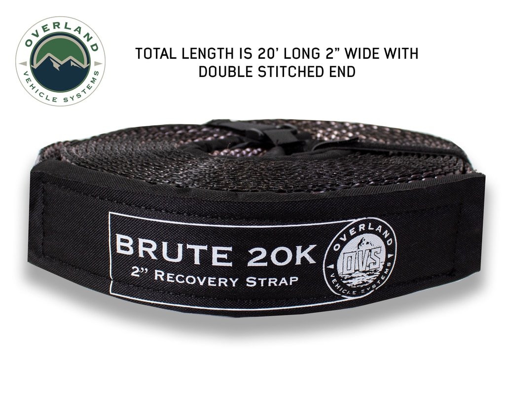 Tow Strap 20000 lbs - 2 x 30' Gray With Black Ends Overland Vehicle Systems - Image 3