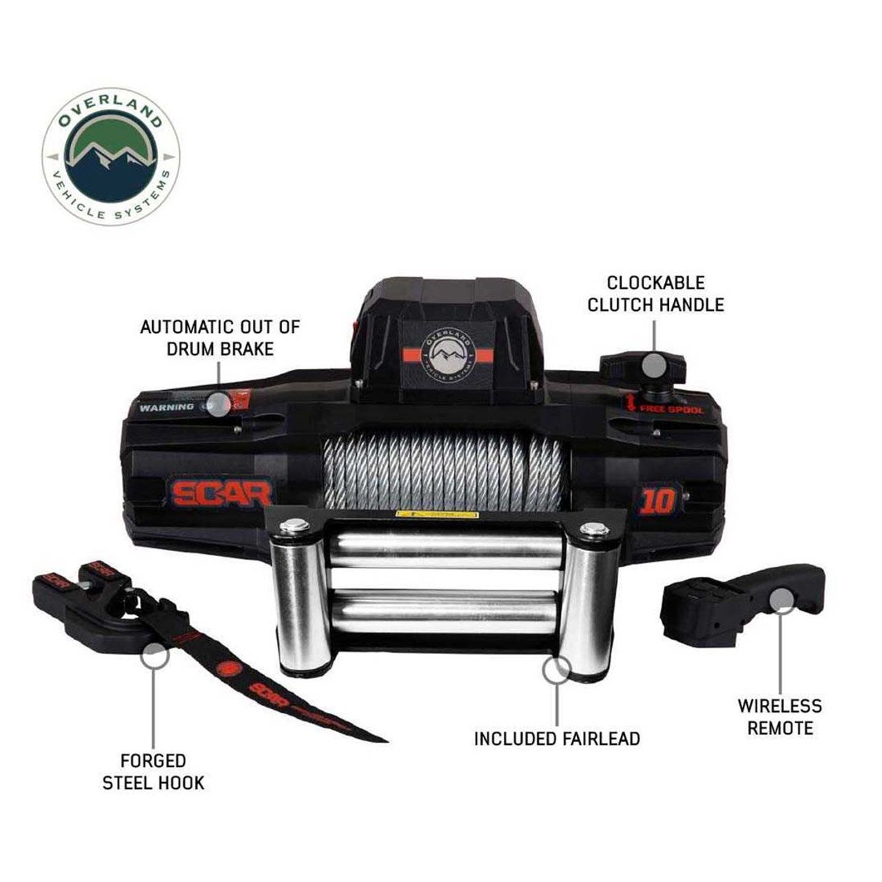 SCAR 10 - 10,000 lb. Winch With Steel Cable and Wireless Remote Overland Vehicle Systems - Image 11