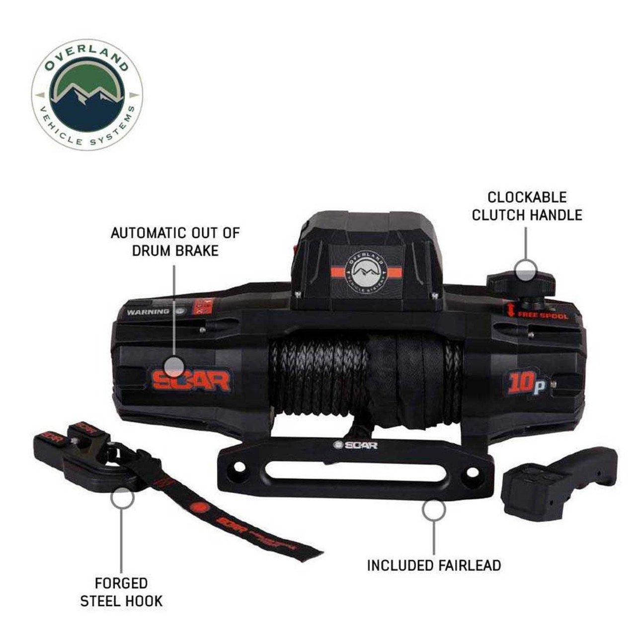 SCAR 10P - 10,000 lb. Winch With Synthetic Rope and Wireless Remote Overland Vehicle Systems - Image 11