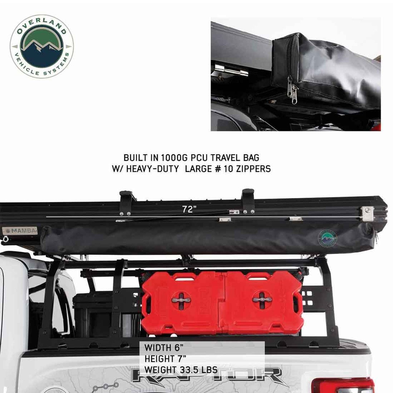 HD Nomadic 180 LTE - Awning, Grey Body, Green Trim and Black Travel Cover Overland Vehicle Systems - Image 17