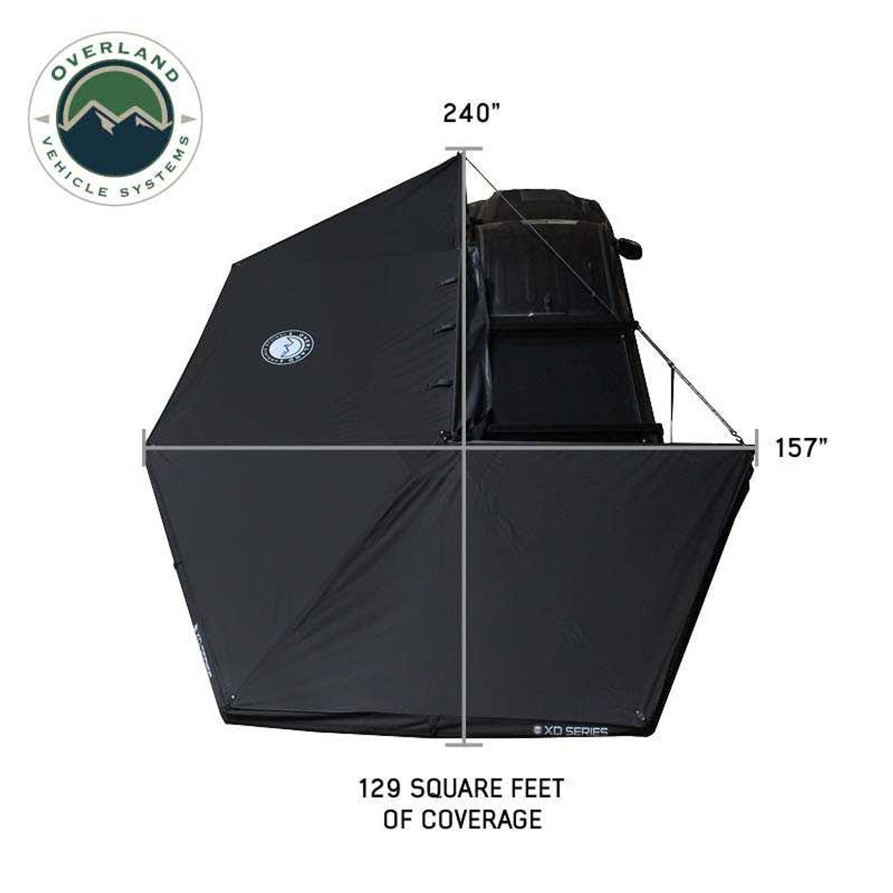 XD Nomadic 270 - Awning W/Lights and Black Out , Passenger Side, Black Body, Black Trim and Black Travel Cover Overland Vehicle Systems - Image 6