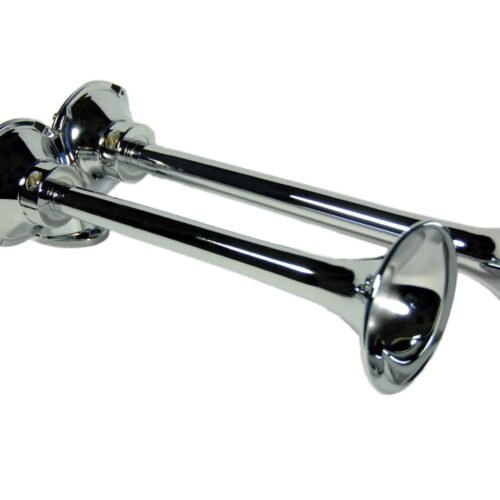 401.jpg ~(4 lbs. 15X7X4)~ Dual roofmount truck horn with chrome finish for use with manual valve