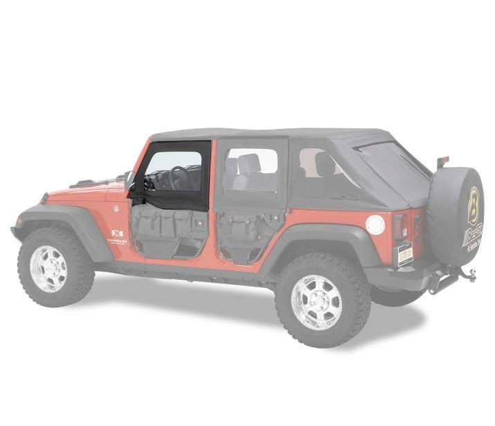 Bestop Jeep 07-17 Wrangler 2-Dr/4-Dr; Front doors only HighRock 4x4 Element Doors Upper Fabric Half-doors; FRONT doors