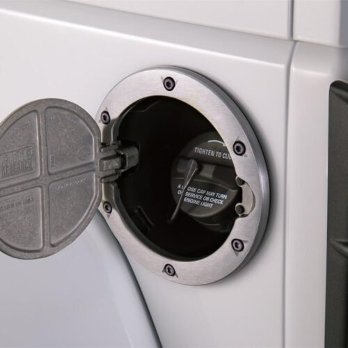 Brushed Aluminum Fuel Door For 2007-2018 Jeep Wrangler JK/JK Unlimited 2-Door/4-Door AMP Research