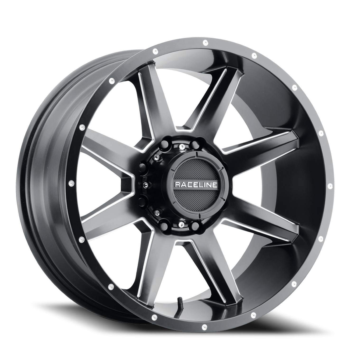 Aluminum Wheels 20x9 Stryker 954M Milled-Dimples Satin Black 0 Offset 5 on 127 Bolt Pattern 78.1 Bore Raceline