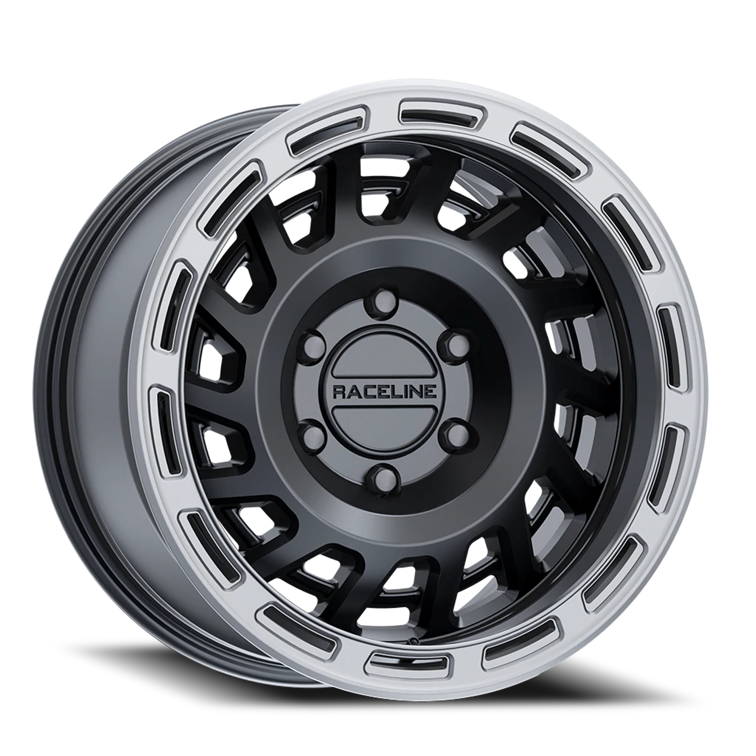Aluminum Wheels 17x8.5 Halo 957BS Satin Black Silver Ring 0 Offset 5 on 127 Bolt Pattern 78.1 Bore Raceline