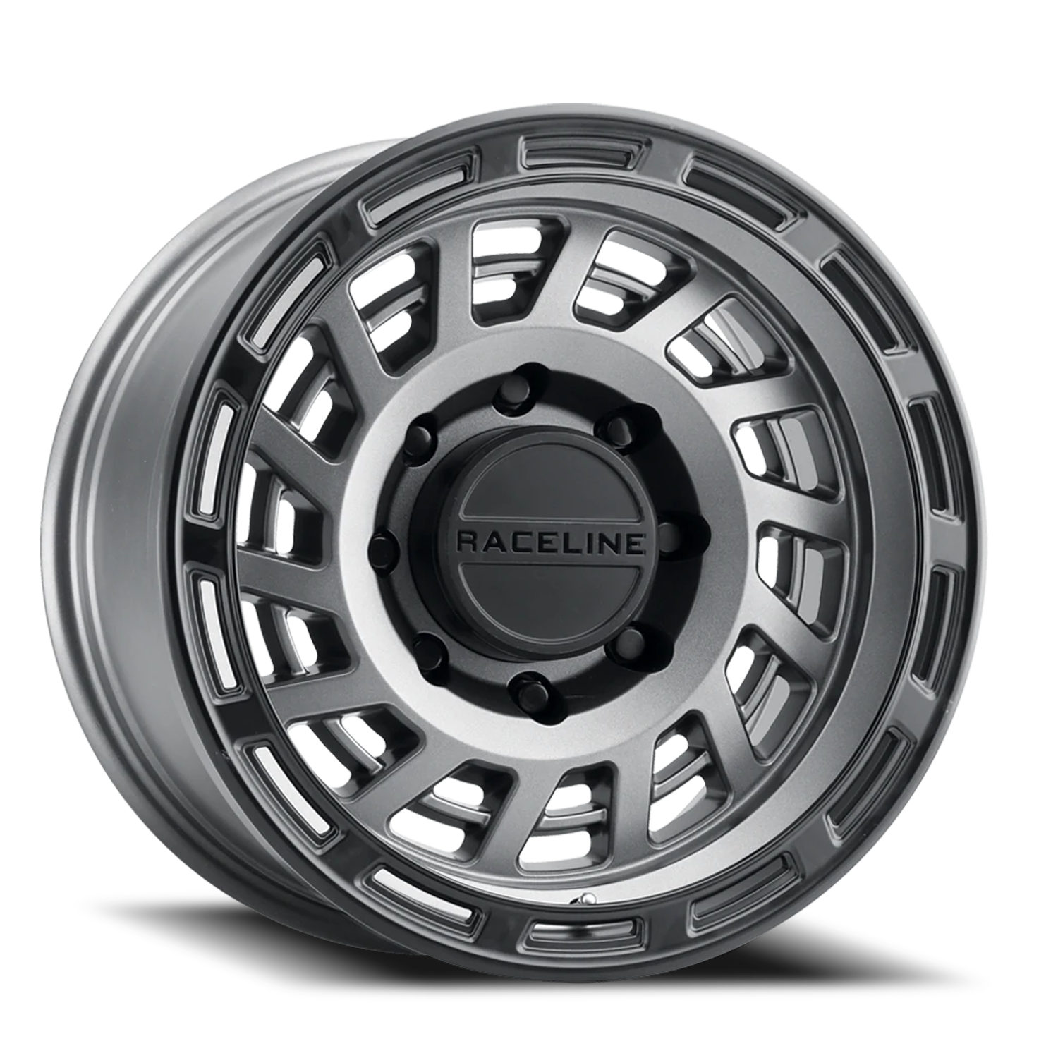 Aluminum Wheels 17x8.5 Halo 957GB Gunmetal Gray Black Ring 0 Offset 5 on 127 Bolt Pattern 78.1 Bore Raceline