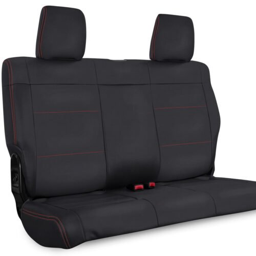 B021-01.jpg PRP Rear Seat Cover for 11- 12 Jeep Wrangler JKU 4 door Black with Red Stitching