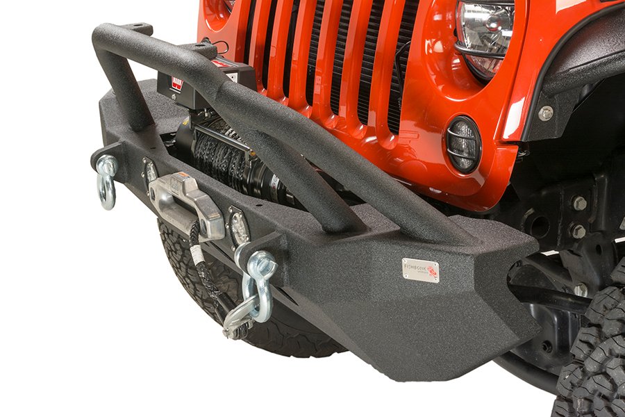 Jeep JK Front Winch Bumper W/LEDs Full Width 07-18 Wranger JK Black Texured Powercoated Fishbone Offroad - Image 4