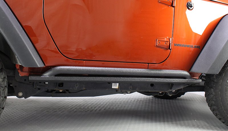 Jeep JK Rock Slider 07-18 Wrangler JK 2 Door Rubicon Steel Black Textured Powdercoat Fishbone Offroad - Image 2