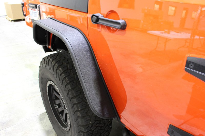 Jeep JK Tube Fenders 07-18 Wrangler JK Front/Rear Set Of 4 Aluminum Black Textured Powdercoat Fishbone Offroad - Image 4