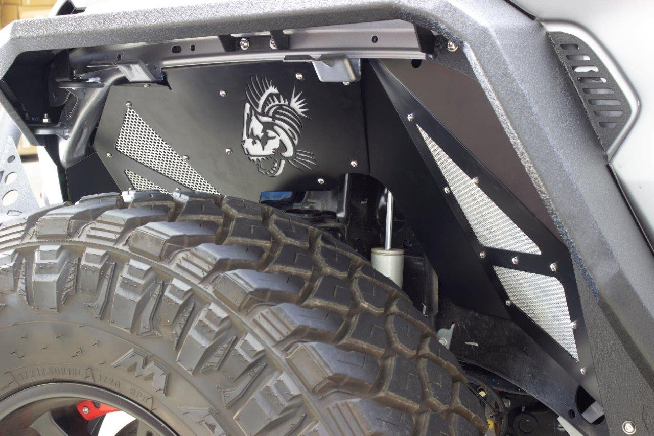 Jeep JL Inner Fenders For 18-Current Wrangler JL, 2020-Current JT Gladiator Front Pair Aluminum Black Powdercoat Fishbone Offroad - Image 9