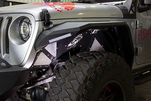 Jeep JL Inner Fenders For 18-Current Wrangler JL, 2020-Current JT Gladiator Front Pair Aluminum Black Powdercoat Fishbone Offroad - Image 10