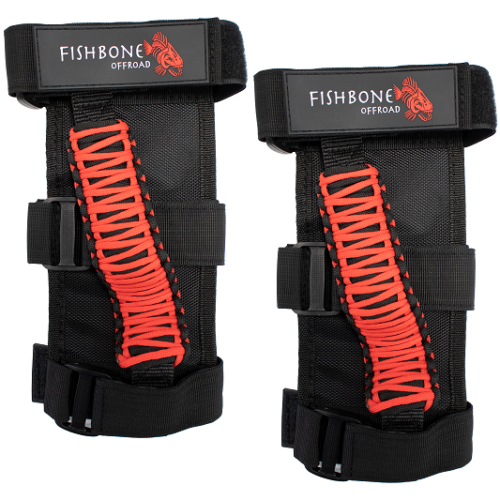 Paracord Grab Handles w/Three Straps Red Fishbone Offroad