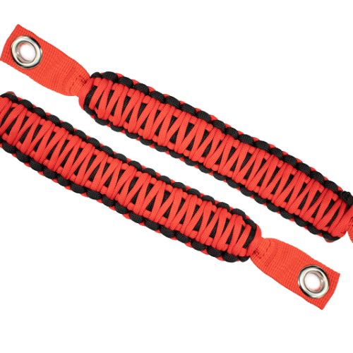 Paracord Grab Handles for A Pillar Sound Bar 07-18 Wrangler JK Red Fishbone Offroad