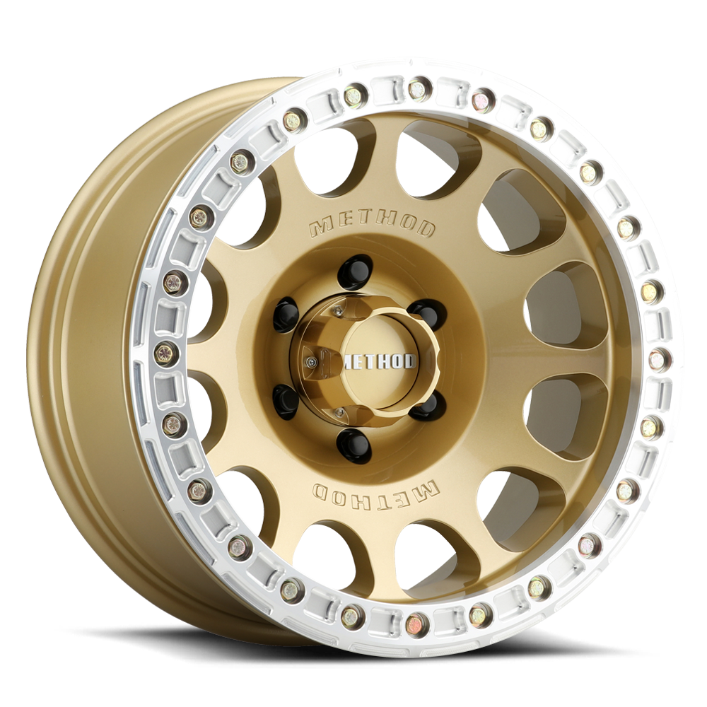 Aluminum Wheels 17x9 Beadlock MR105 Bolt Pattern 5 On 127 Offset -38 Lip Size 1.77 Gold GD Method
