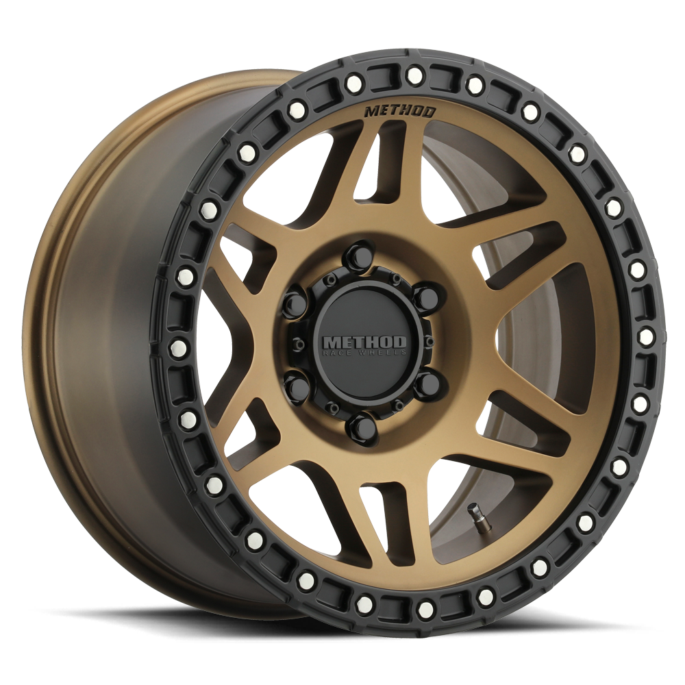 Aluminum Wheels 17x8.5 MR312 Bolt Pattern 5 On 127 Offset 0 Lip Size 0.98 Method Bronze BRZ Matte Black Lip Method