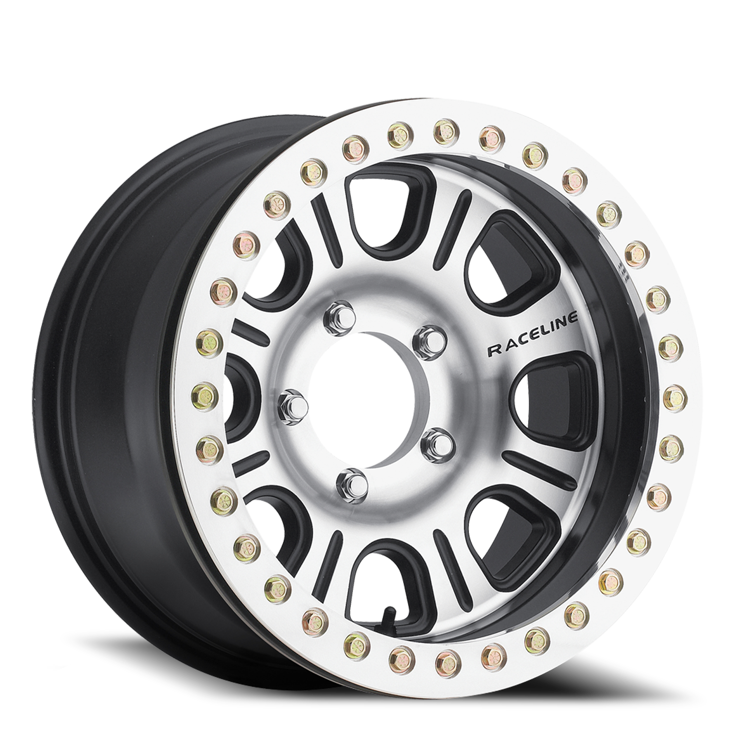 Aluminum Wheels 17x8.5 Monster Beadlock RT232 Machined Face Black -6 Offset 5 on 127 Bolt Pattern 83.82 Bore Raceline