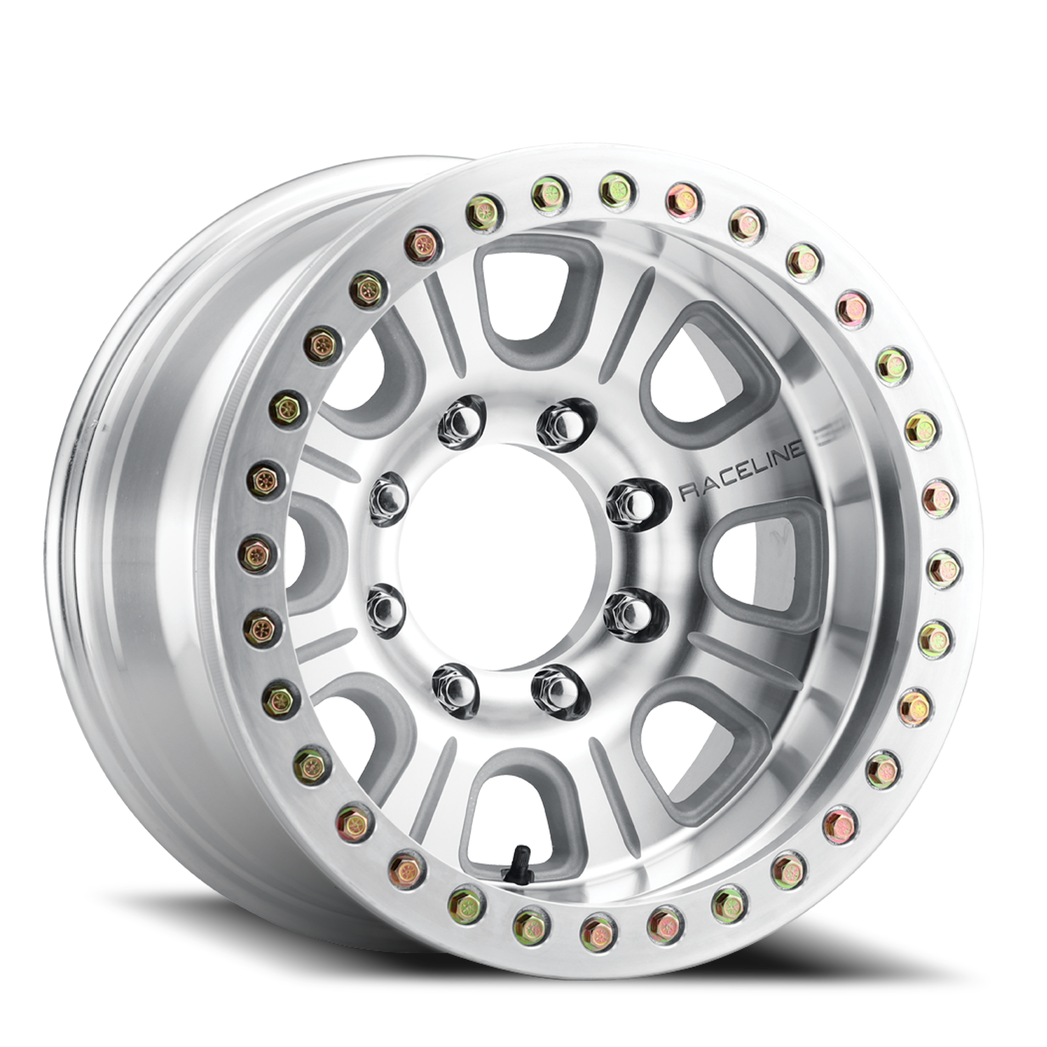 RT233-79550-19-DLFM.png Aluminum Wheels 17x9.5 Monster Beadlock RT233 Machined Silver -19 Offset 5 on 127 Bolt Pattern 83.82 Bore Raceline