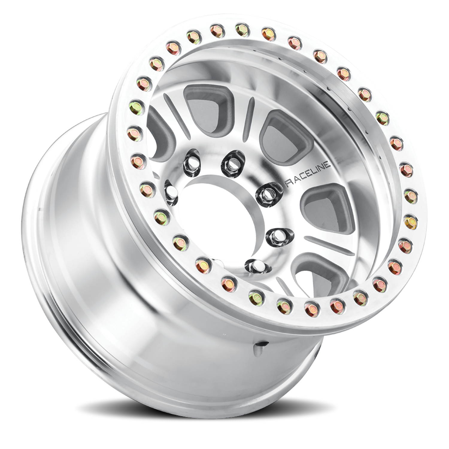 Aluminum Wheels 17x9.5 Monster Beadlock RT233 Machined Silver -19 Offset 5 on 127 Bolt Pattern 83.82 Bore Raceline - Image 2