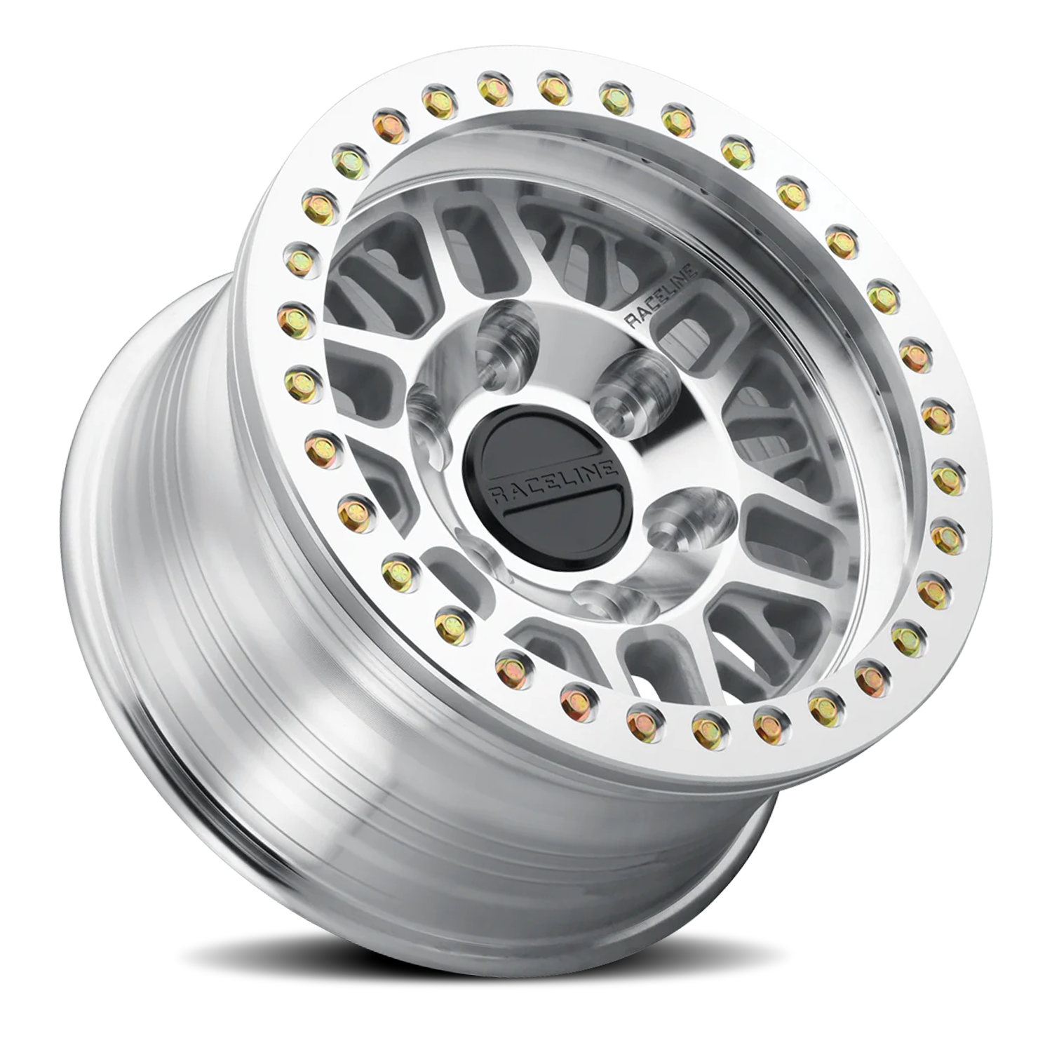 Aluminum Wheels 17x9 Ryno Cast Beadlock RT951M Machined Silver Machined Beadlock Ring -38 Offset 5 on 127 Bolt Pattern 83.82 Bore Raceline - Image 2