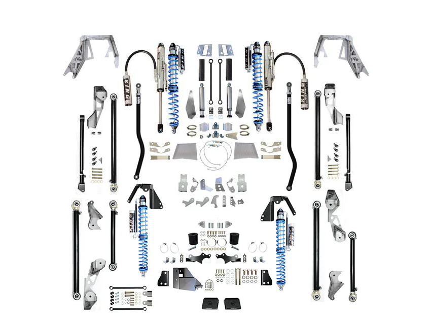 JLU KING Front 3-5 Inch front 2.5 Inch Double Throwdown Rear 2.5 Inch Coilover Bypass HC Long Arm PRO PLUS, BLACK, 4 Door 2.0 or 3.6L Gas JEEP WRANGLER