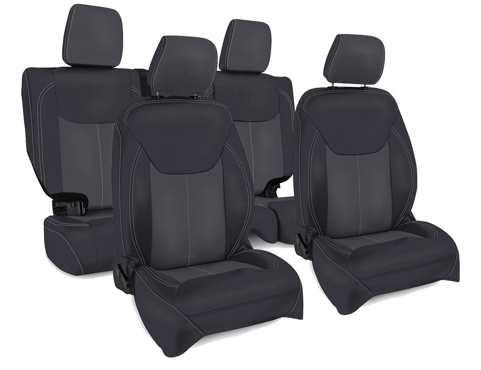 PRP Front Seat Covers for 13- 17 Jeep Wrangler JK 2 door or 4 door (Pair) Black and grey - Image 2